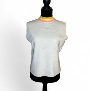 Vintage 1970’s Sleeveless White Top with Orange and Yellow Trim